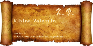 Kubina Valentin névjegykártya